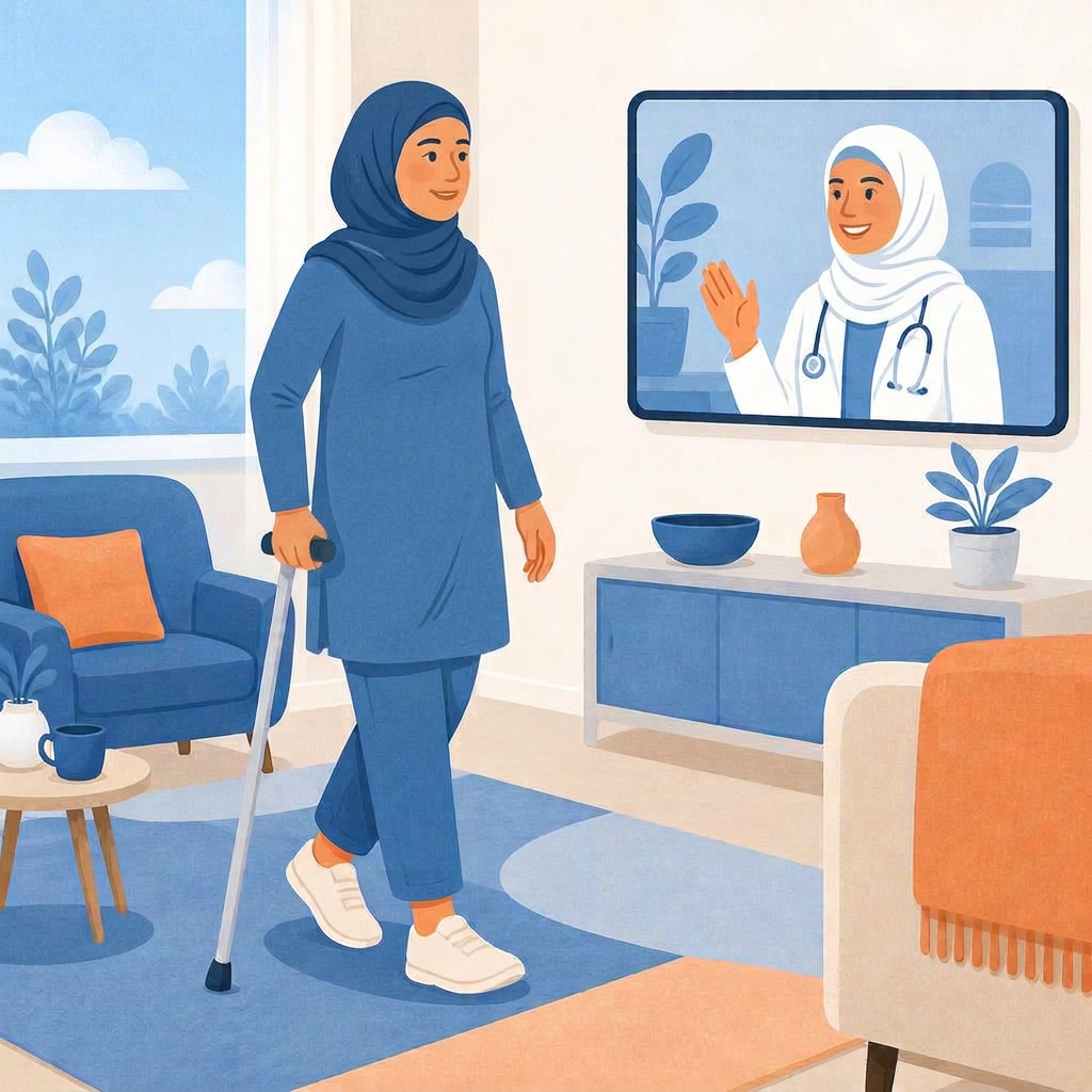 A patient recovering safely at home