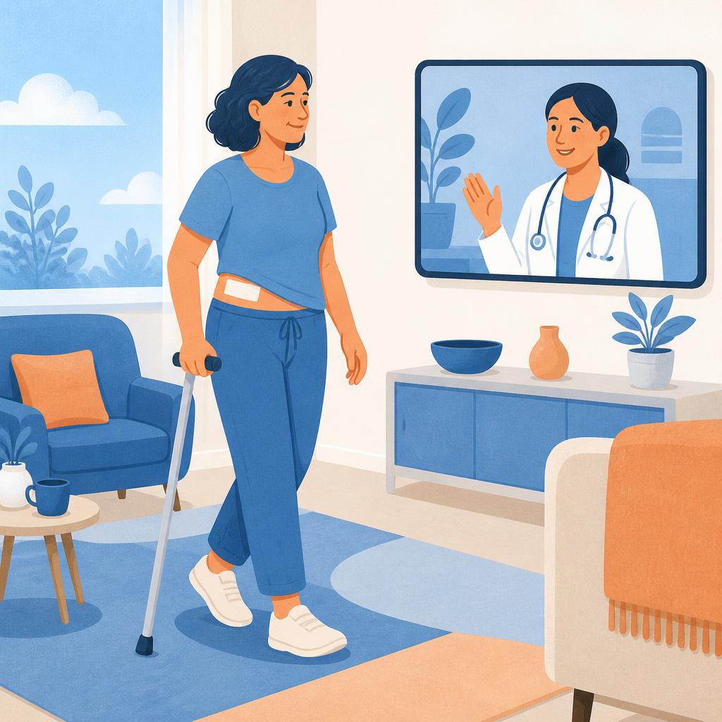 A patient recovering safely at home